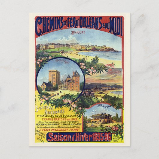 Saison d'hiver 1895/96 France Vintage Poster Briefkaart (Voorkant)