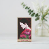 Saito Kaoru Japans Iris japanese dame kimono art Visitekaartje (Staand voorkant)