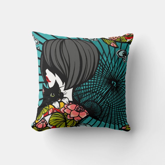 SajuArt Zen " Neko Koi Koi " PillowWe Kussen (Voorkant)