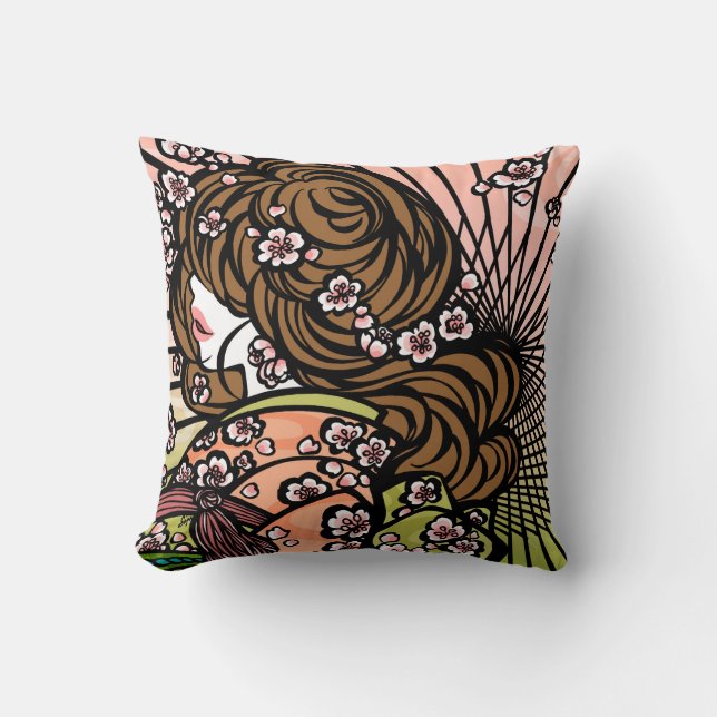 SajuArtZen "Bangasa and Cherry Blossom" Pillow Kussen (Voorkant)