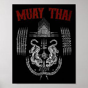 Sak Yant Muay Thai Kickboksen Tatoeage Aziatische Poster