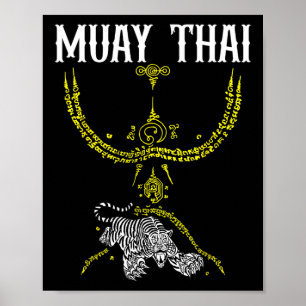 Sak Yant Muay Thai Kickboksen Tijger Tattoo Aziati Poster