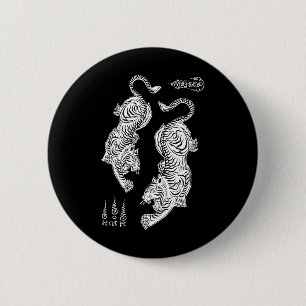 Sak Yant Muay Thai Kickboksen Tijgers Tattoo Aziat Ronde Button 5,7 Cm