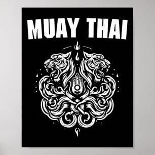 Sak Yant Muay Thai kunst tattoo tweeling tijger ki Poster