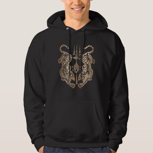 Sak Yant Thai Tattoo Twin Tiger Muay Magical Thail Hoodie (Voorkant)