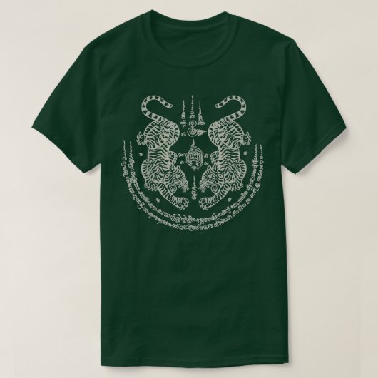 Sak Yant Thai Tattoo Twin Tiger Muay Magical Thail T-shirt (Design voorkant)