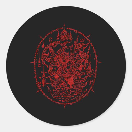 Sak Yant Thailand Tattoo Magical Thai Tattoos Thai Ronde Sticker (Voorkant)