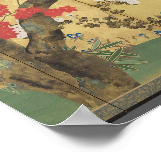Sakai Hoitsu Screen - Kersen- en esdoornbomen Poster (Hoek)