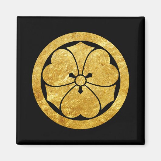 Sakai Mon Japans samurai clan faux gold zwart Magneet (Voorkant)