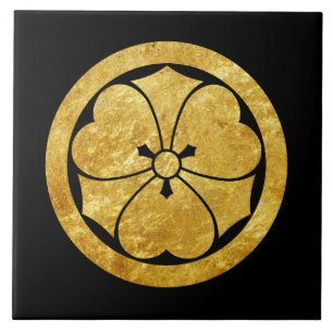 Sakai Mon Japans samurai clan faux gold zwart Tegeltje