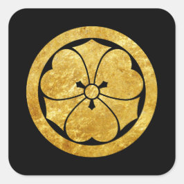 Sakai Mon Japans samurai faux goud op zwart Vierkante Sticker