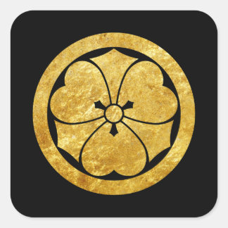 Sakai Mon Japans samurai faux goud op zwart Vierkante Sticker