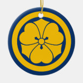 Sakai Mon Japans samurai geel op blauw Keramisch Ornament (Voorkant)