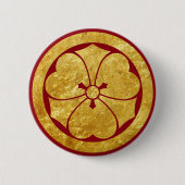 Sakai Mon Japanse samurai clan faux goud in rood Ronde Button 5,7 Cm (Voorkant)