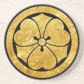 Sakai Mon Japanse samurai clan faux goud Zandsteen Onderzetter (Voorkant)