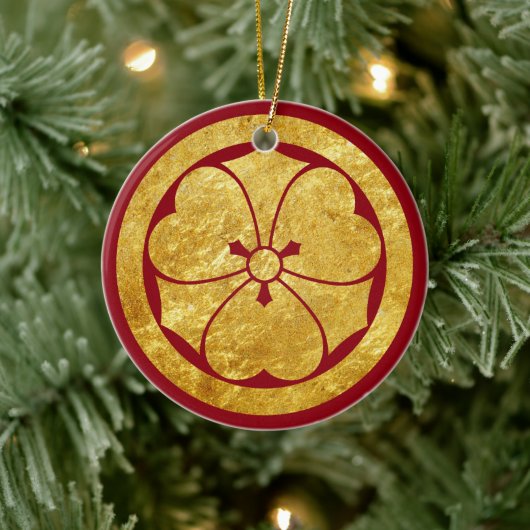 Sakai Mon Japanse samurai clan in faux gold Keramisch Ornament (Boom)