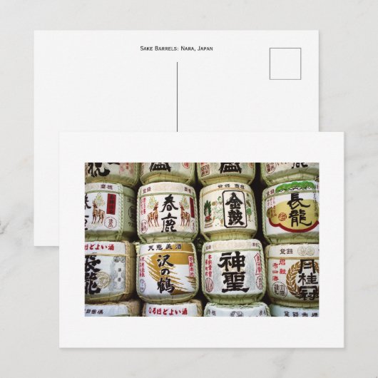 Sake Barrels: Nara, Japan Briefkaart (Voorkant / Achterkant)