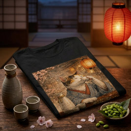 Sake drinkende kat in Japans theehuis T-shirt
