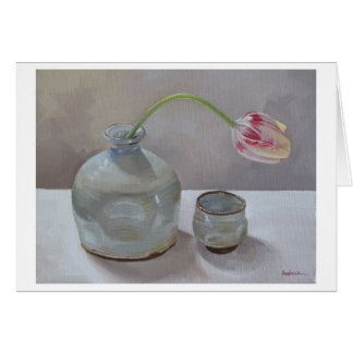 Sake Jug met Tulip Art Card