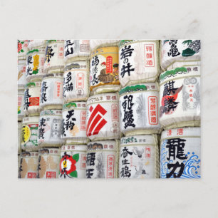 Sake-vaten van Meiji Schrijn Briefkaart