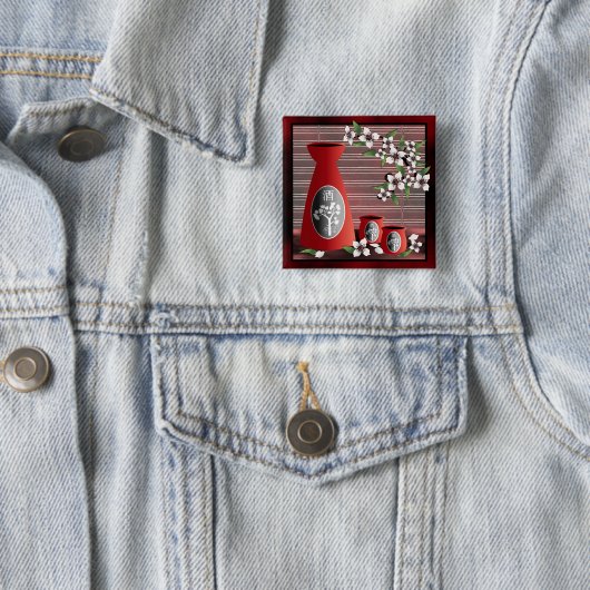 "Sake" Vierkante Button 5,1 Cm (In situ)