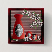 "Sake" Vierkante Button 5,1 Cm (Voorkant)