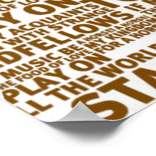 Sakespeare tekst ontwerp bruin poster (Hoek)