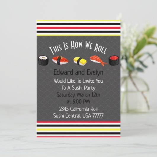 Saki- en Sushi-partijparen nodigen uit Kaart (Staand voorkant)