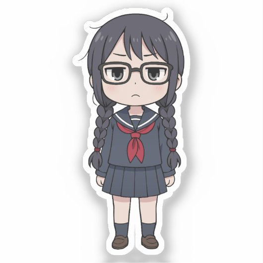 Saki Yoshida Chibi Dark Manga Art Sticker (Voorkant)