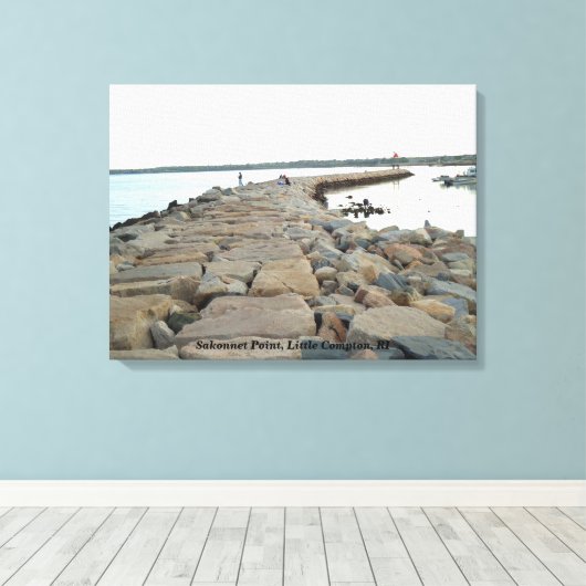 Sakonnet Point Breakwater Gevist, kleine Compton Canvas Afdruk (Insitu (Houten vloer))