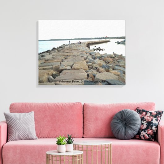 Sakonnet Point Breakwater Gevist, kleine Compton Canvas Afdruk (Insitu (Woonkamer))