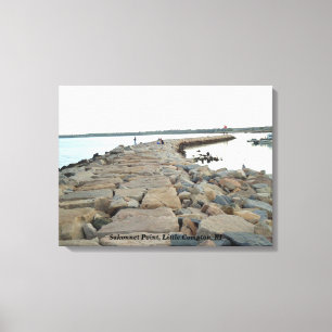 Sakonnet Point Breakwater Gevist, kleine Compton Canvas Afdruk