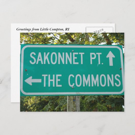 Sakonnet Point, de Commons, Little Compton, RI Briefkaart (Voorkant / Achterkant)