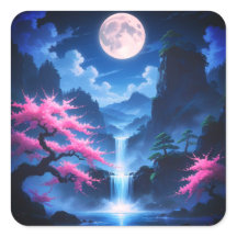 Sakora boom -Maanverlichte Waterval met Kersennatu