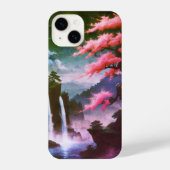 Sakora tree-Moonlit Waterfall with Cherr-pink iPhone Hoesje (Achterkant)