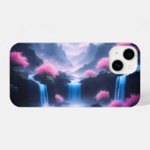Sakora tree-Moonlit Waterfall with Cherr-pink iPhone Hoesje (Achterkant horizontaal)