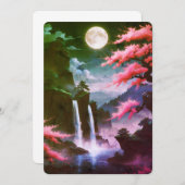 Sakora tree-Moonlit Waterfall with Cherr-pink Kaart (Voorkant / Achterkant)