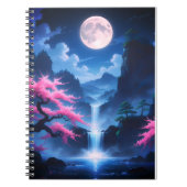 Sakora tree-Moonlit Waterfall with Cherr-pink Notitieboek (Voorkant)