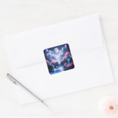 Sakora tree-Moonlit Waterfall with Cherr-pink Vierkante Sticker (Envelop)