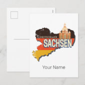 Saksen Duitsland Retro State Kaart  Souvenir (Voorkant / Achterkant)