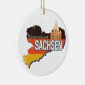 Saksen Duitsland Retro State Kaart  Souvenir Keramisch Ornament (Rechts)