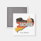 Saksen Duitsland Retro State Kaart  Souvenir Magneet (Voorkant / Achterkant)