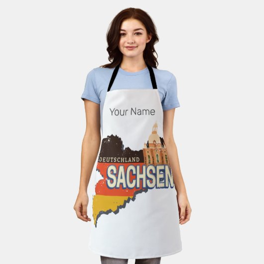 Saksen Duitsland Retro State Kaart  Souvenir Schort (Gedragen)