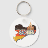 Saksen Duitsland Retro State Kaart  Souvenir Sleutelhanger (Voorkant)