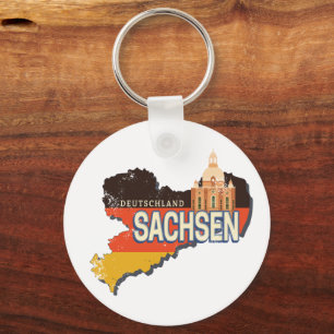 Saksen Duitsland Retro State Kaart Souvenir Sleutelhanger