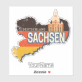 Saksen Duitsland Retro State Kaart  Souvenir Sticker (Vel)