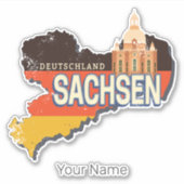 Saksen Duitsland Retro State Kaart  Souvenir Sticker (Voorkant)