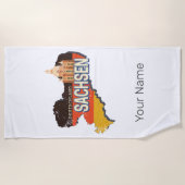 Saksen Duitsland Retro State Kaart  Souvenir Strandlaken (Voorkant)