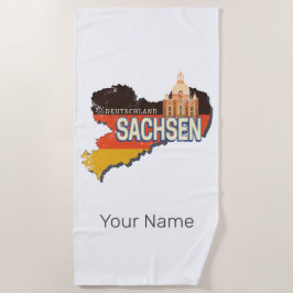 Saksen Duitsland Retro State Kaart  Souvenir Strandlaken