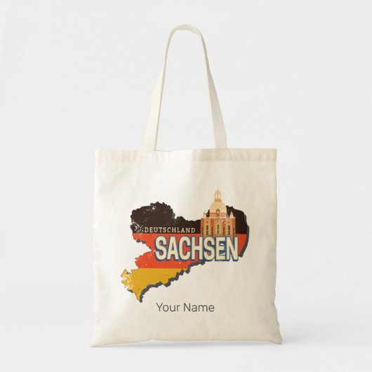 Saksen Duitsland Retro State Kaart  Souvenir Tote Bag (Voorkant)